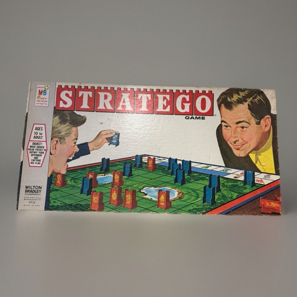 Vintage Stratego Game 1970 Milton Bradley Complete Set Red Blue Pieces Board USA